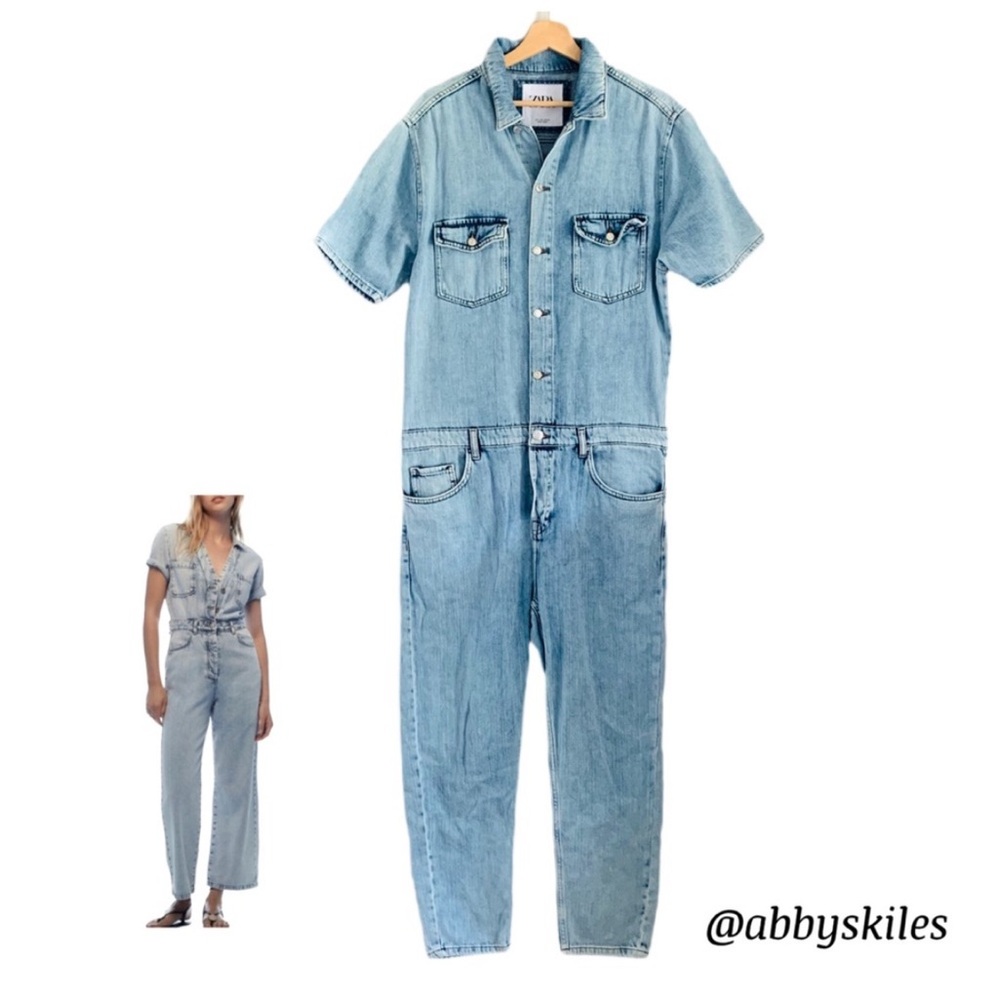 Zara Light Blue Denim Jumpsuit